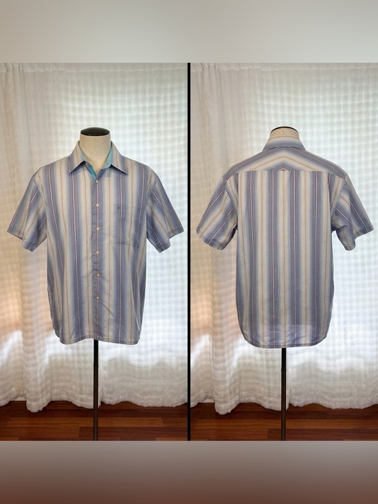 Fermando Pena Other - Fernando Pena Men’s Short Sleeve Stripped Pattern Collard Dress Shirt Size Large